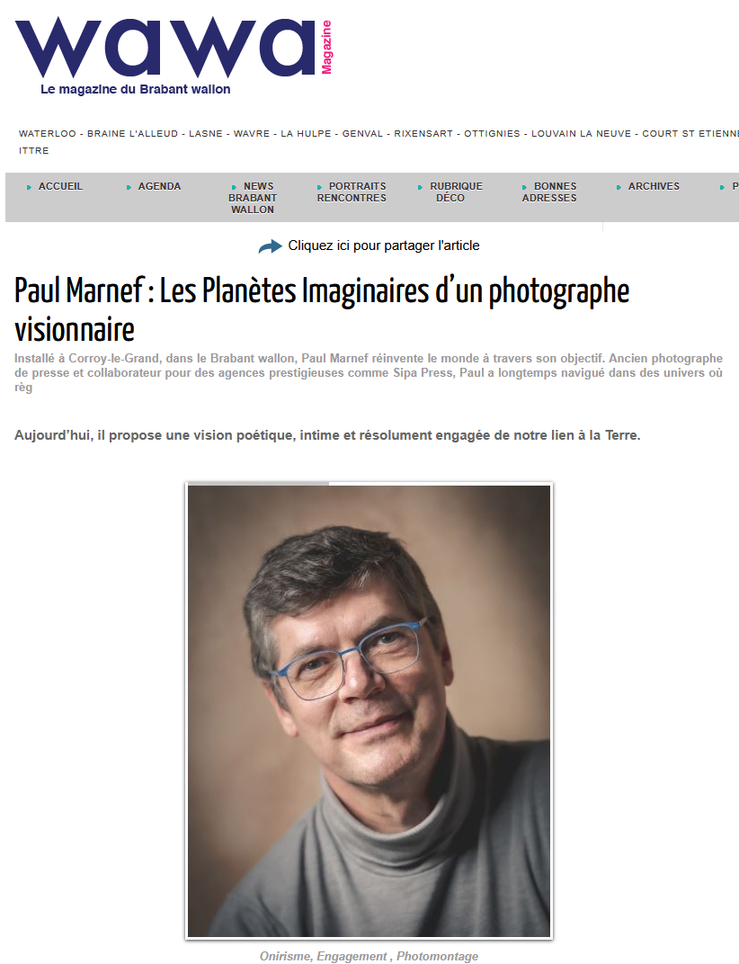 Screenshot of the WaWa Magazine article on Paul Marnef and Imaginary Planets